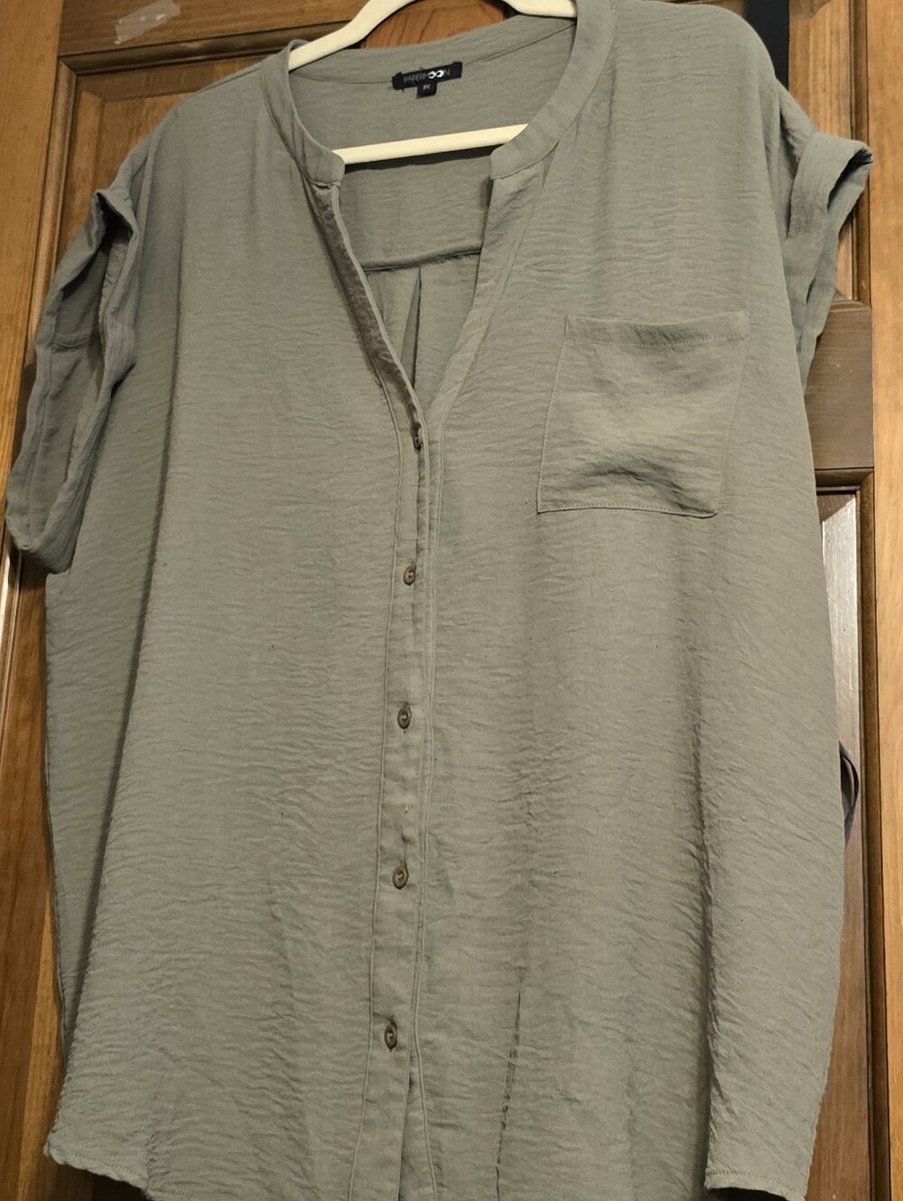 Olive Button-Front Tunic Top